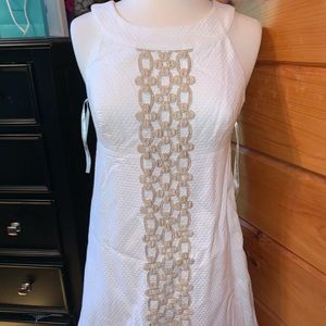 Lilly Pulitzer white & gold shift dress